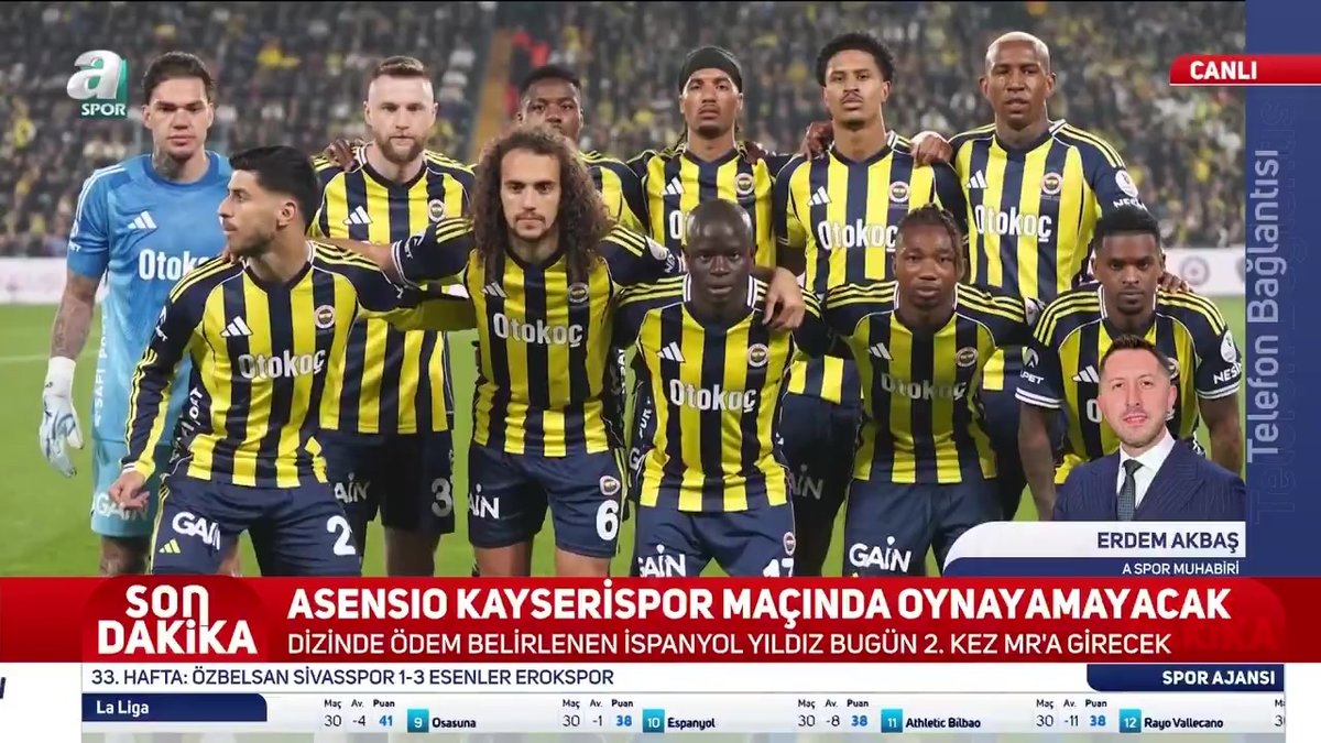 Fenerbahçe’de Asensio’nun son durumu belli oldu! - Aspor