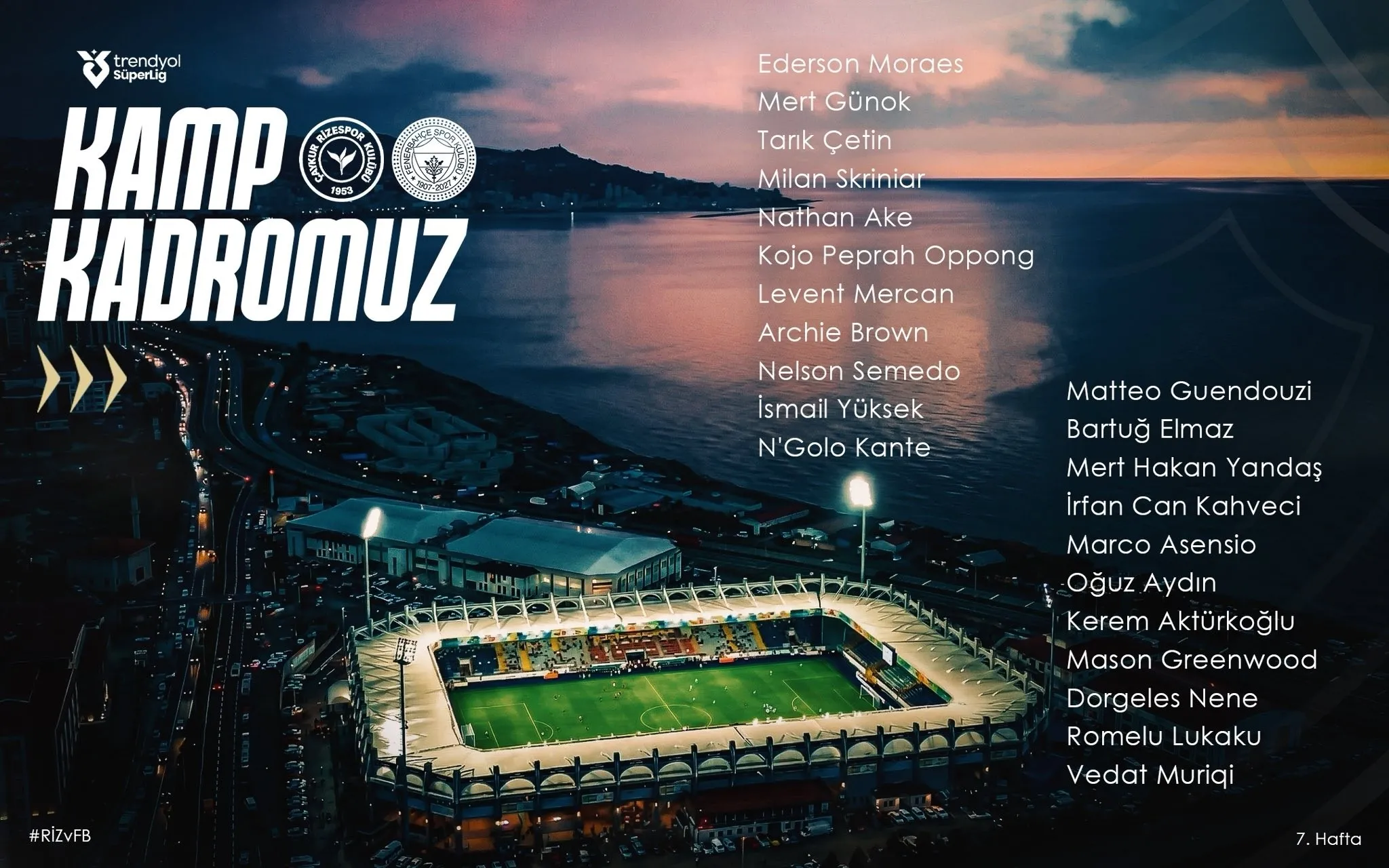Fenerbahçe'nin Rize kafilesi belli oldu