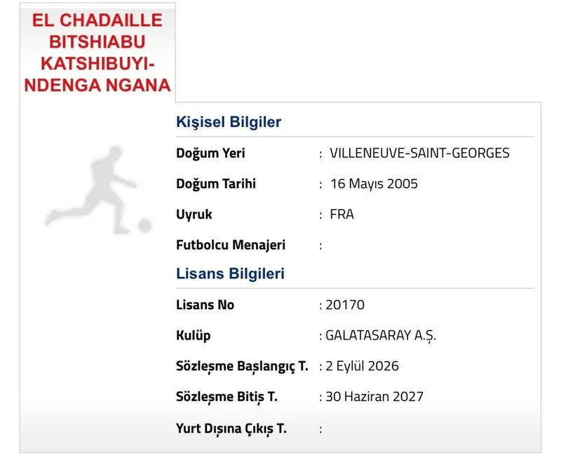 Galatasaray El Chadaille Bitshiabu'nun lisansını çıkardı! - 1