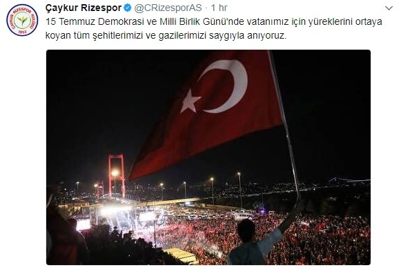Spor camiasından 15 Temmuz mesajları