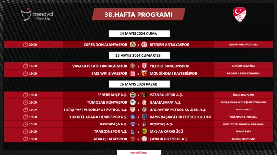 Trendyol Süper Lig'de 38. haftanın programı açıklandı! - 1