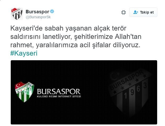 Kayseri’deki patlamaya spor dünyası böyle tepki gösterdi