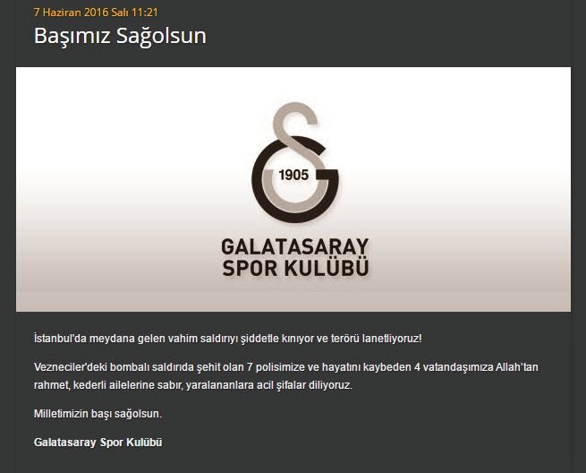 Futbol dünyasından teröre lanet!