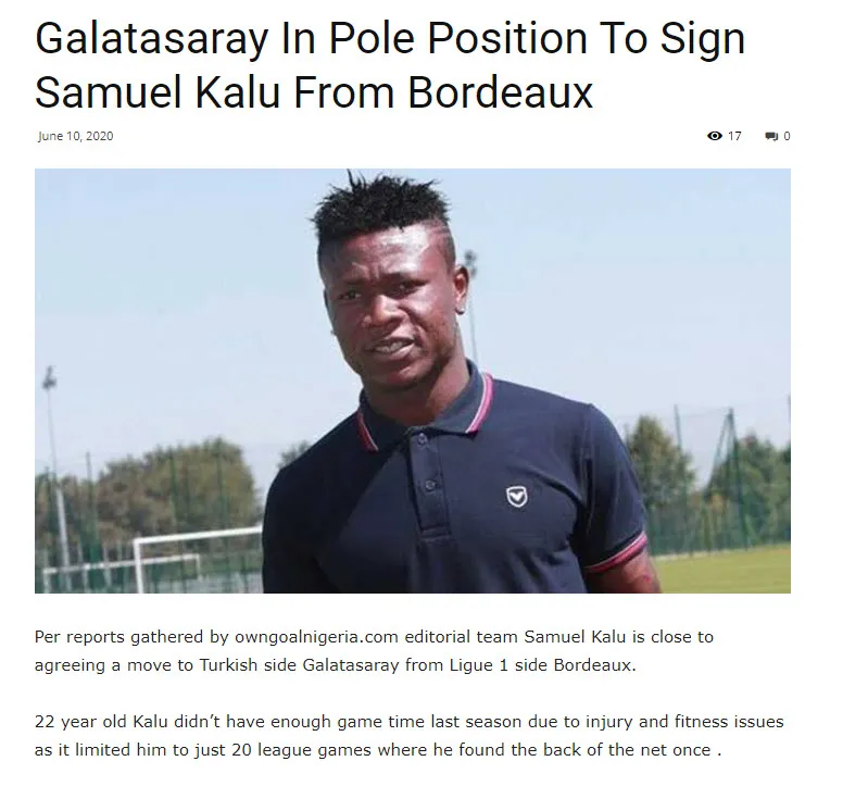 Galatasaray Samuel Kalu transferinde sona yaklaştı! - 1