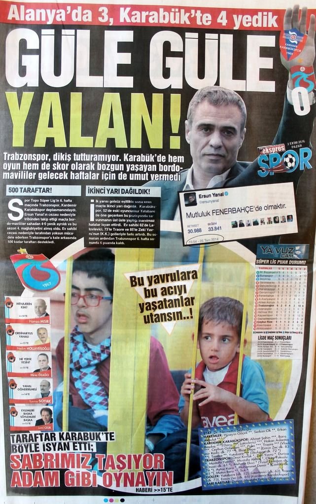 Yerel gazetelerden Trabzonspor’a tepki