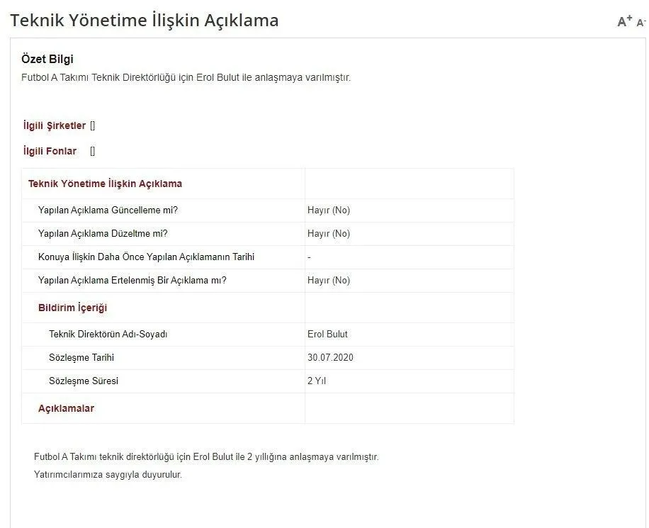 Fenerbahçe Erol Bulut'u resmen açıkladı - 2