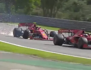 Formula 1'de Ferrari pilotları birbirleriyle çarpıştı!