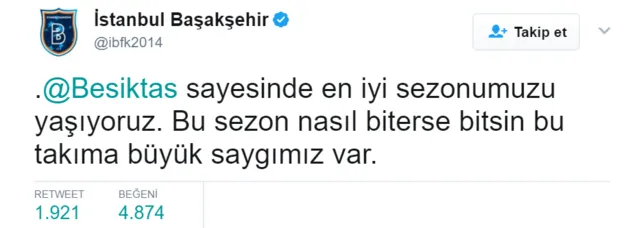 Başakşehir'den Beşiktaş paylaşımı - 1