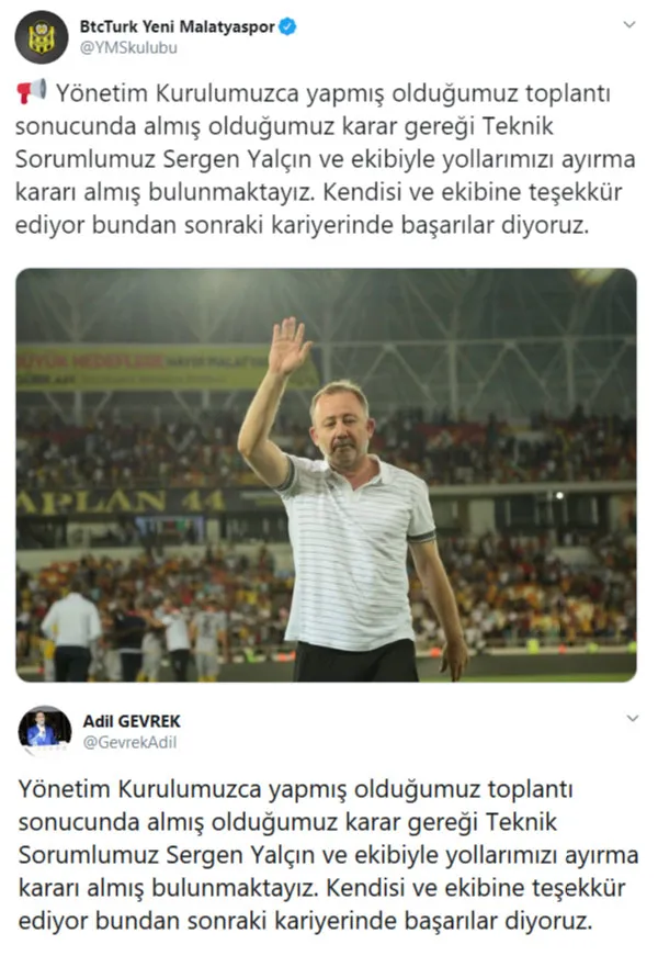 BtcTurk Yeni Malatyaspor'da Sergen Yalçın'la yollar ayrıldı! - 1