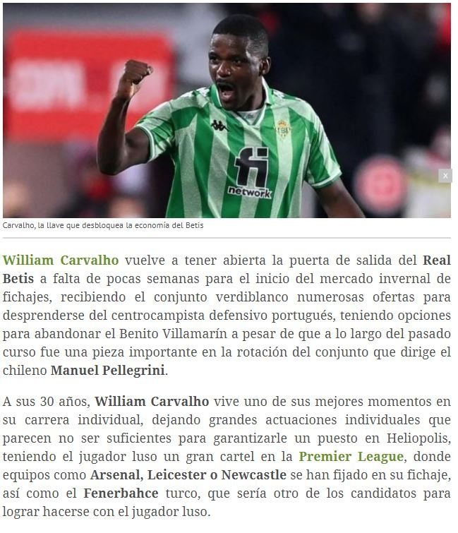 İspanyollar duyurdu: Fenerbahçe William Carvalho ile ilgileniyor! - 02/12/2022