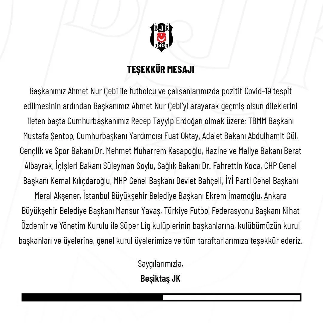 Beşiktaş Başkanı Ahmet Nur Çebi'nin corona virüsü testi negatif çıktı! - 2