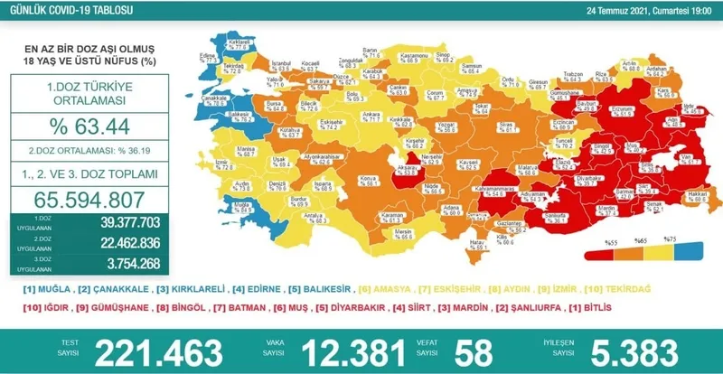 Türkiye'de corona virüsü vakası sayısı kaç oldu? Sağlık Bakanı Fahrettin Koca açıkladı (Türkiye Günlük corona virüsü tablosu - 24 Temmuz) - 1
