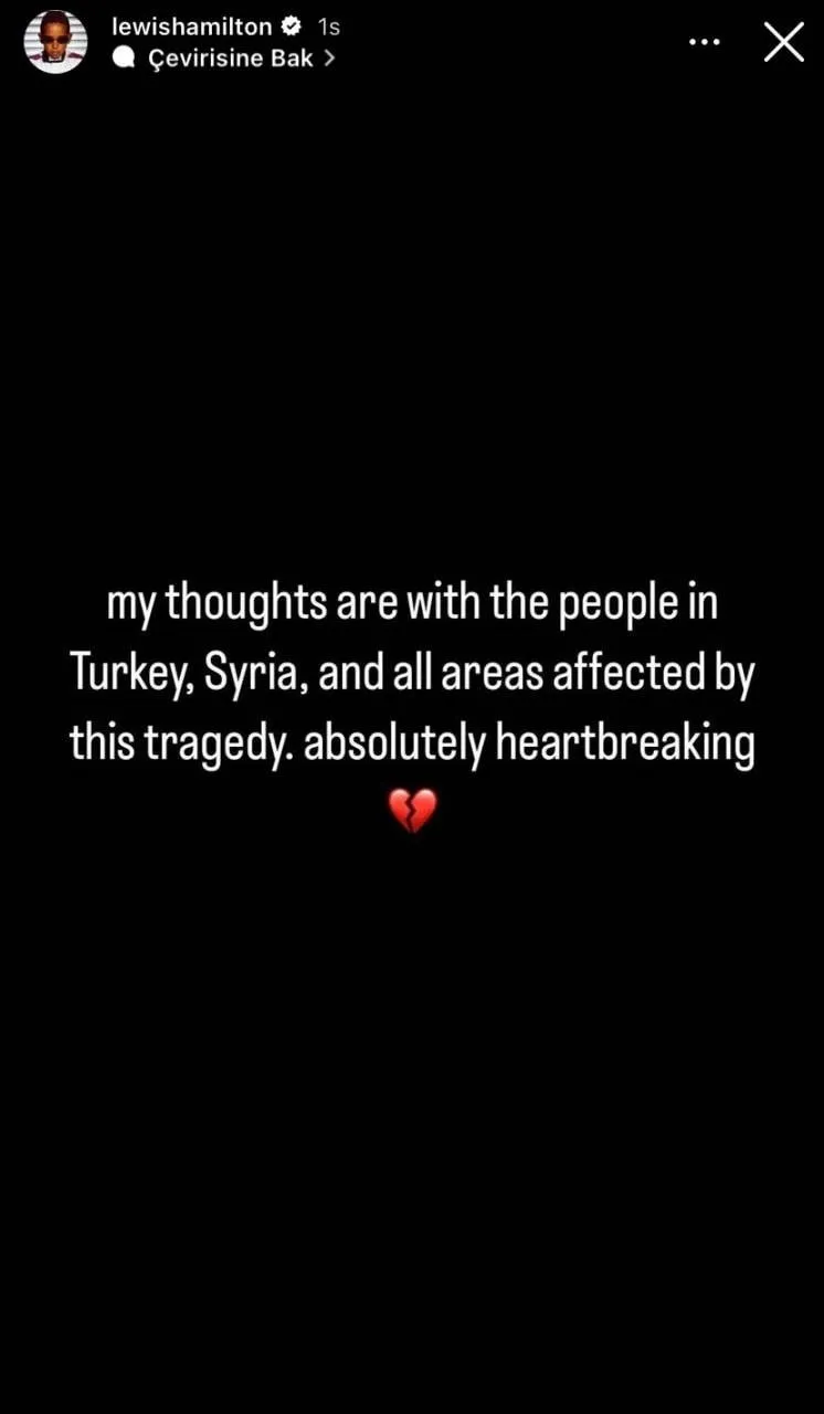 Lewis Hamilton'dan deprem ve Türkiye mesajı! - 1