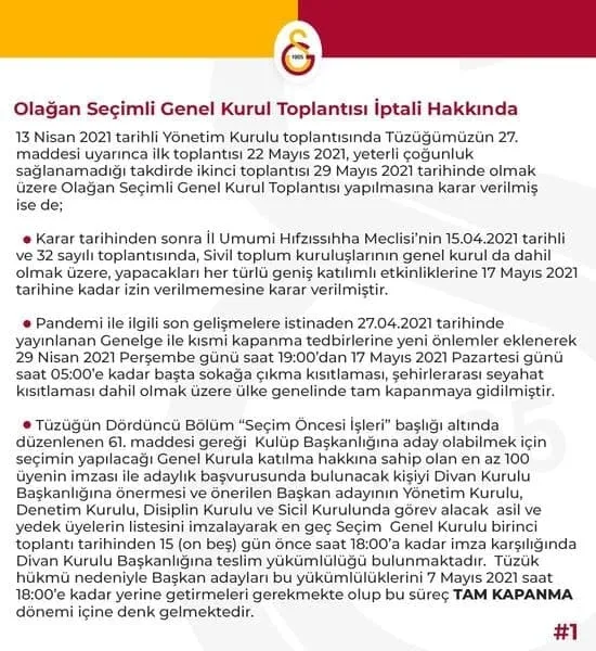 Galatasaray'da kongre iptal edildi! - 2