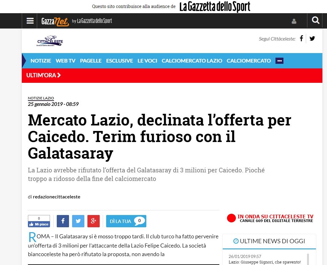 Lazio’dan Galatasaray’a Caicedo cevabı!