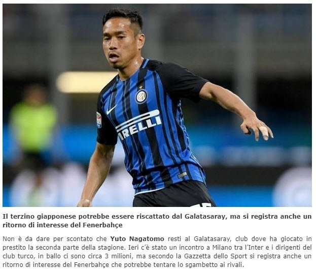 Italya Dan Flas Iddia Yuto Nagatomo Ya Fenerbahce Kancasi Son Dakika Futbol Haberleri Fotomac