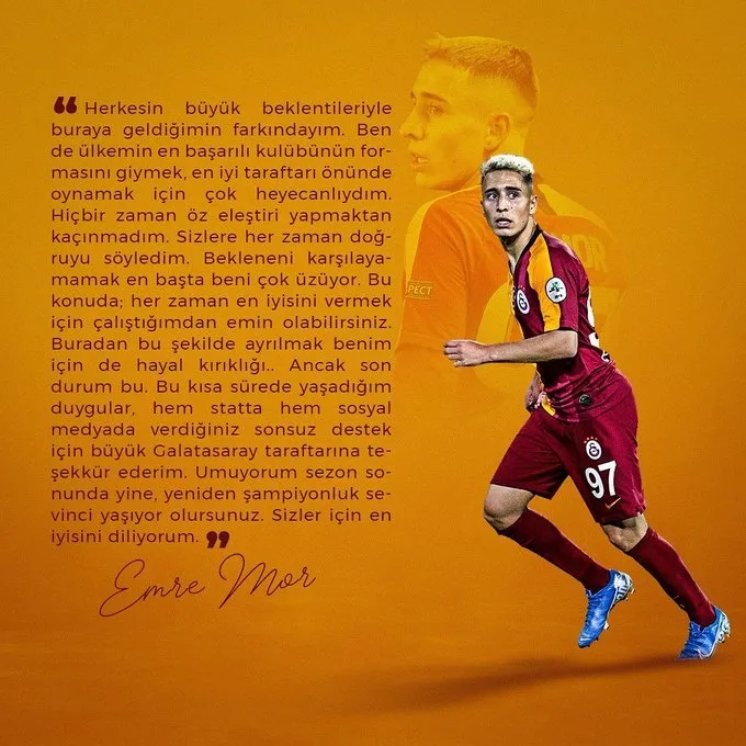 Galatasaray'dan Olympiakos'a kiralanan Emre Mor'dan veda mesajı - 1