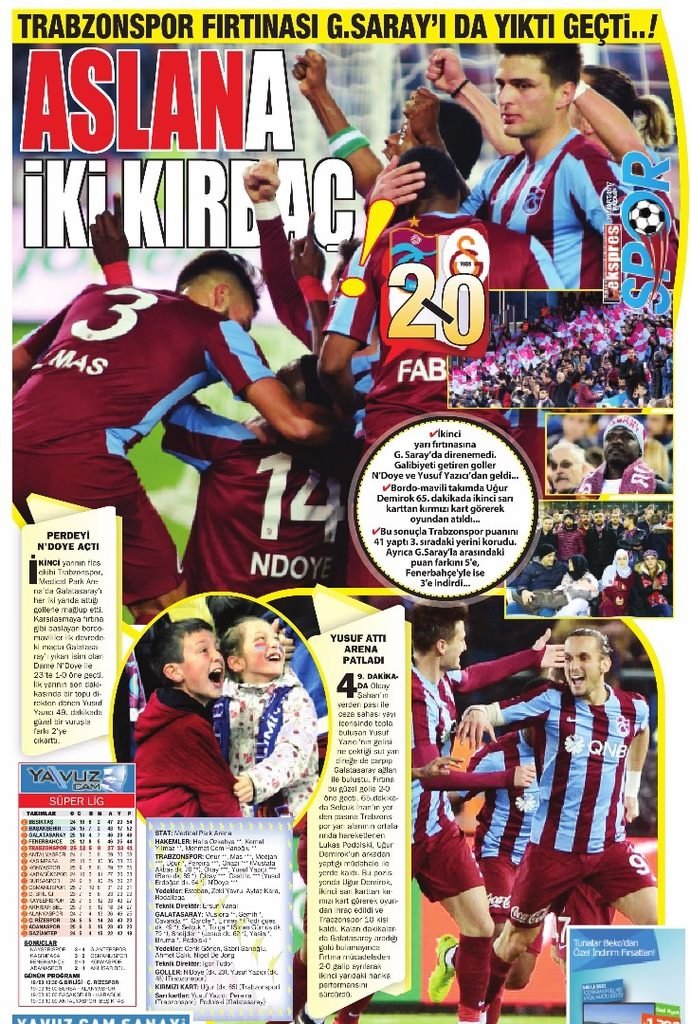 Trabzonspor kazandı yerel basın coştu
