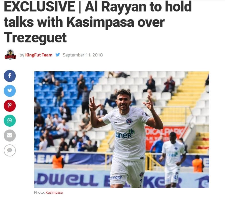 Al Rayyan, Trezeguet için İstanbul’da!