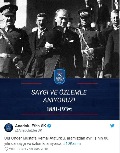 Spor Camiasından 10 Kasım Mesajları