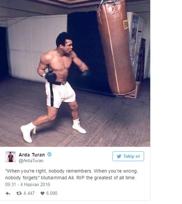 Ünlü isimlerden Muhammed Ali paylaşımları!