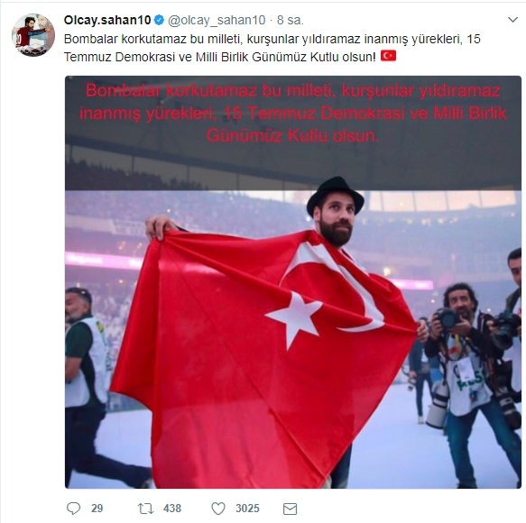 Spor camiasından 15 Temmuz mesajları