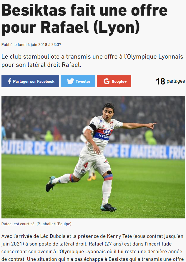 Lyon’lu Rafael’e ilk teklif yapıldı