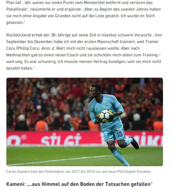 Carlos Kameni'den olay itiraf! "Fenerbahçe paramı ödemedi" - 1