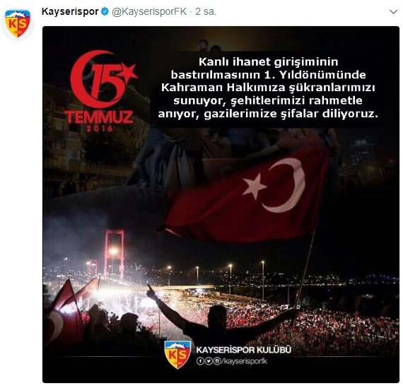 Spor camiasından 15 Temmuz mesajları