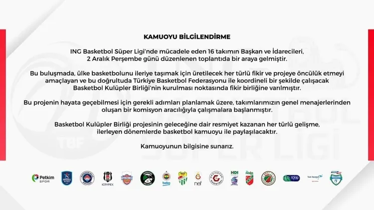 Basketbolda flaş karar! 16 takım Basketbol Kulüpler Birliği'nin kurulması yönünde karar aldı - 1
