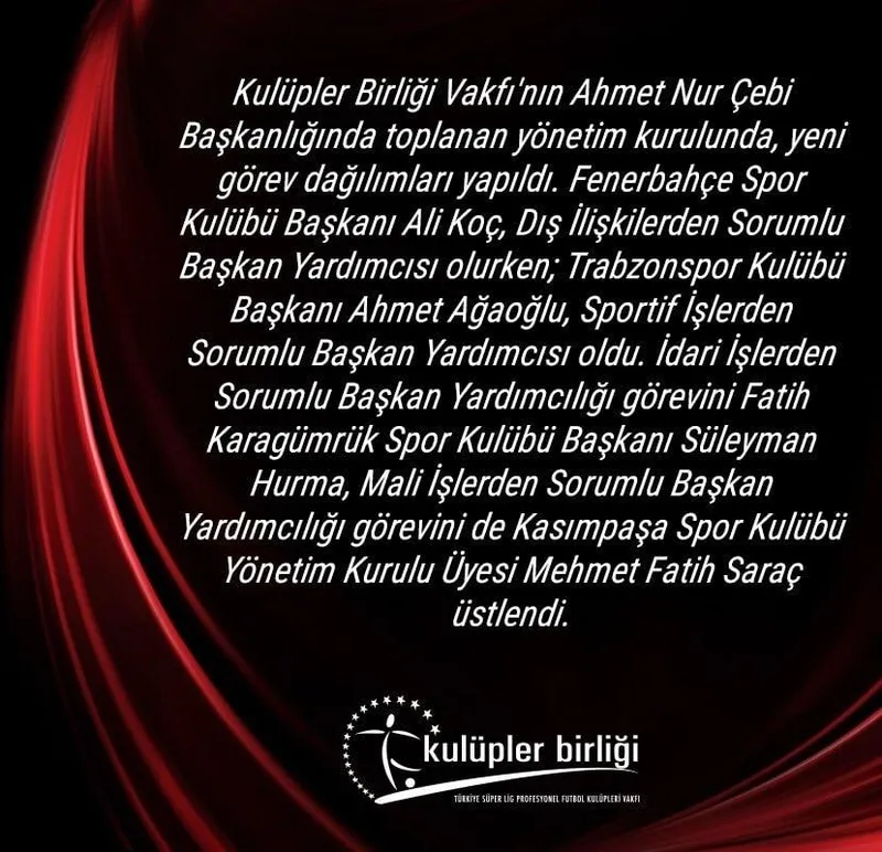Kulüpler Birliği'nde görev dağılımı yapıldı! - 1