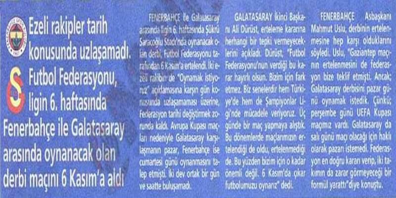 Dev derbide hatıralar geçidi