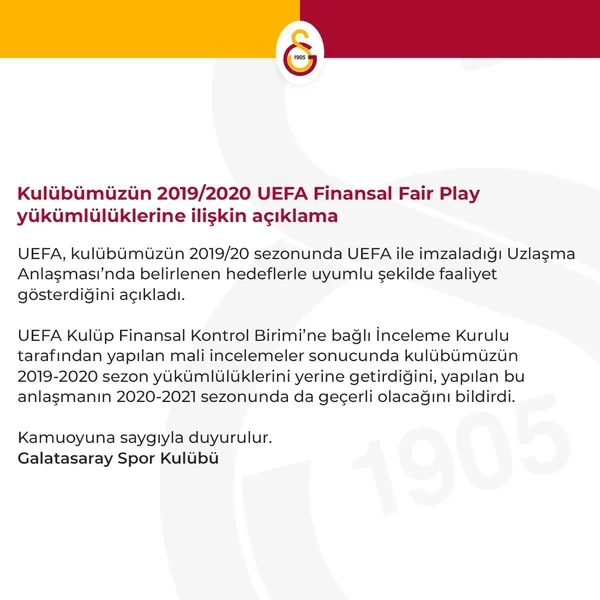 UEFA'dan Galatasaray açıklaması! FFP yükümlülükleri... - 1