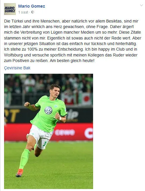 Mario Gomez: "Sinsice ve yalan" - 1