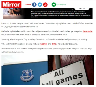 Everton-Manchester City maçına corona engeli! - 1
