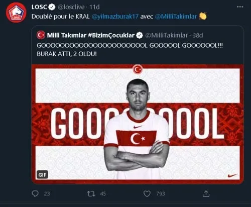 Lille'den Türkiye-Hollanda maçında goller atan Burak Yılmaz paylaşımı! - 2