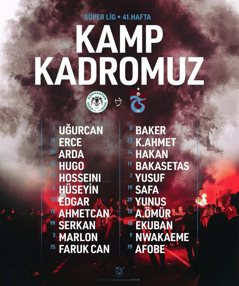 Trabzonspor'un Konyaspor kamp kadrosu belli oldu! 4 eksik... - 1