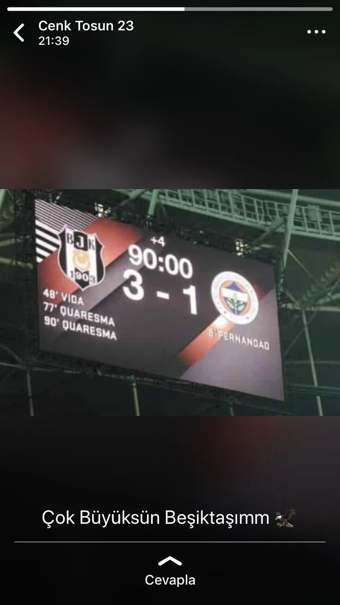 Cenk Tosun'dan derbi galibiyeti sonrası WhatsApp paylaşımı! - 1