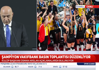 VakıfBank Spor Kulübü Başkanı Osman Arslan'dan Başkan Recep Tayyip Erdoğan'a teşekkür