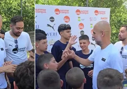 Guardiola, Filistinli çocukları ağırladı!