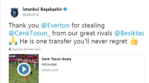 Başakşehir'den olay Cenk Tosun paylaşımı - 1