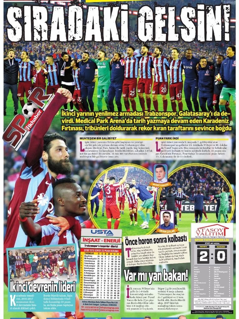 Trabzonspor kazandı yerel basın coştu