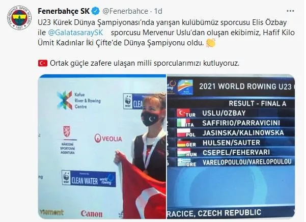 Son dakika spor haberi: Milli kürekçiler Mervenur Uslu ile Elis Özbay 23 Yaş Altı Dünya Şampiyonası'nda altın madalya kazandı - 1
