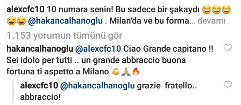 Alex'ten Hakan Çalhanoğlu'na: Bu sadece bir şakaydı - 2