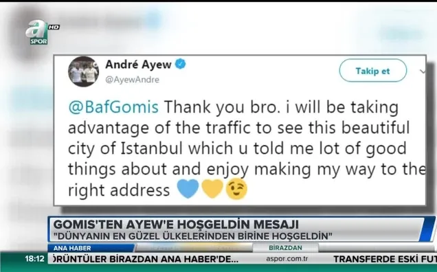 Galatasaraylı Gomis'ten Andre Ayew'e mesaj