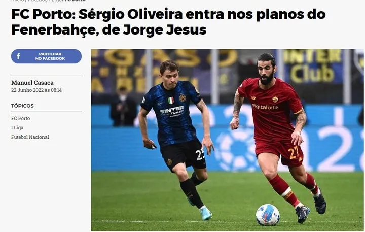 TRANSFER HABERİ - Fenerbahçe'de Jorge Jesus Sergio Oliveira'yı istiyor! - 1