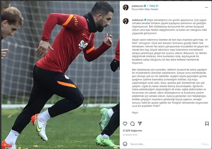 Galatasaray'da Arda Turan eleştirilere cevap verdi! - 1