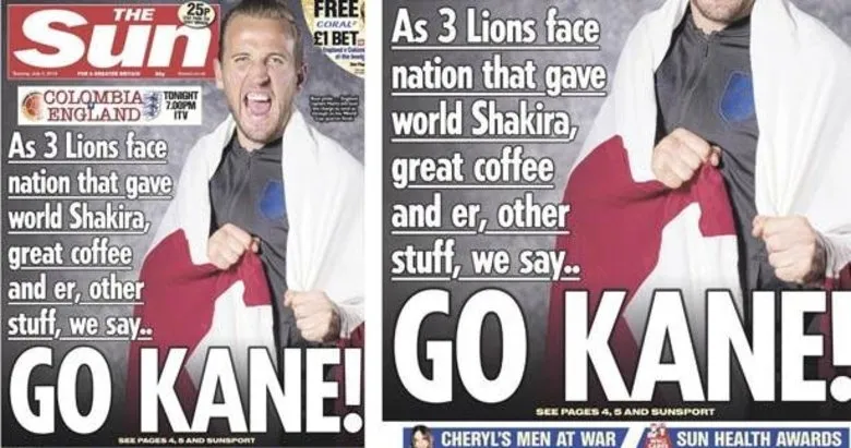 The Sun, İngiltere - Kolombiya maçından önce ortalığı karıştırdı: Go Kane - 1