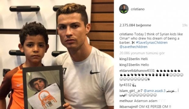 Her zaman Suriyeli çocukların yanında: Cristiano Ronaldo