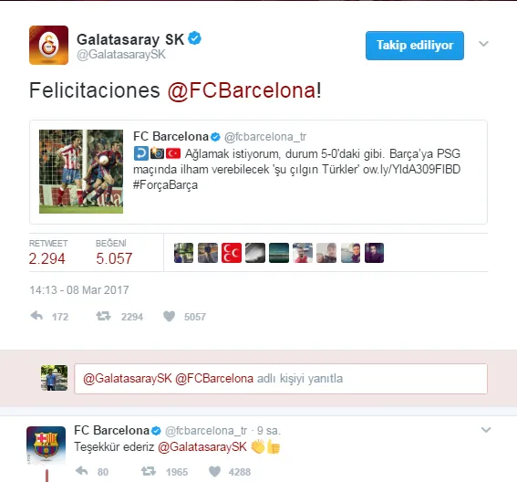 Galatasaray'dan Barcelona'ya tebrik! Barça'dan yanıt - 2